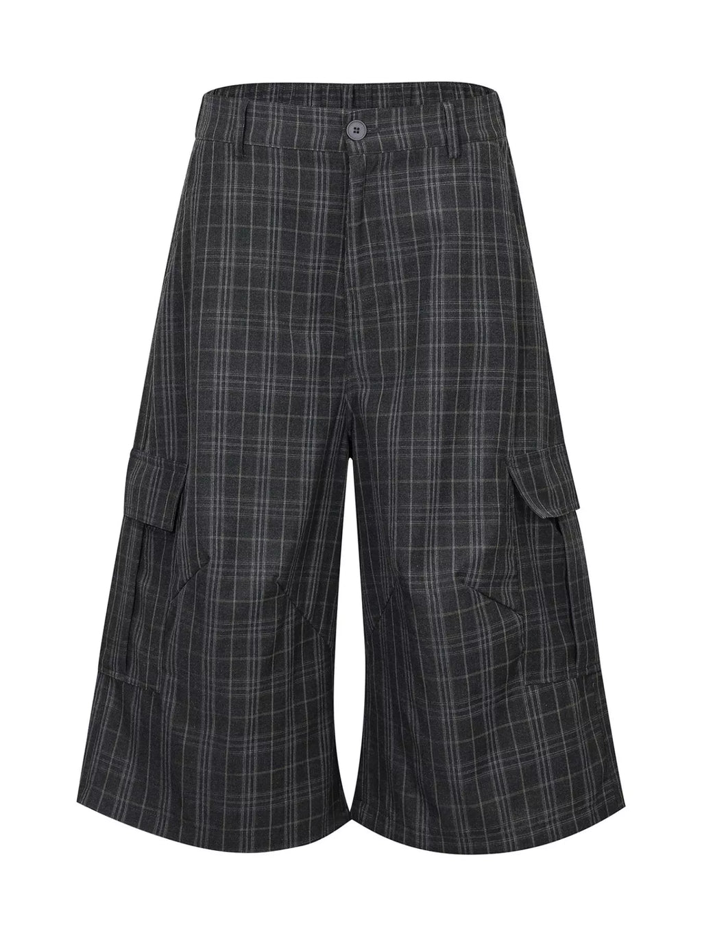 Men's Dark Gray Men's Plaid Wide-Leg Capris - Dark Gray