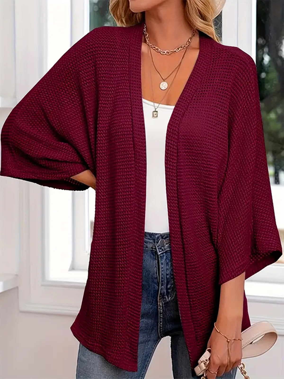 Simple SpringAutumn Knitted Women's Batwing Cardigan