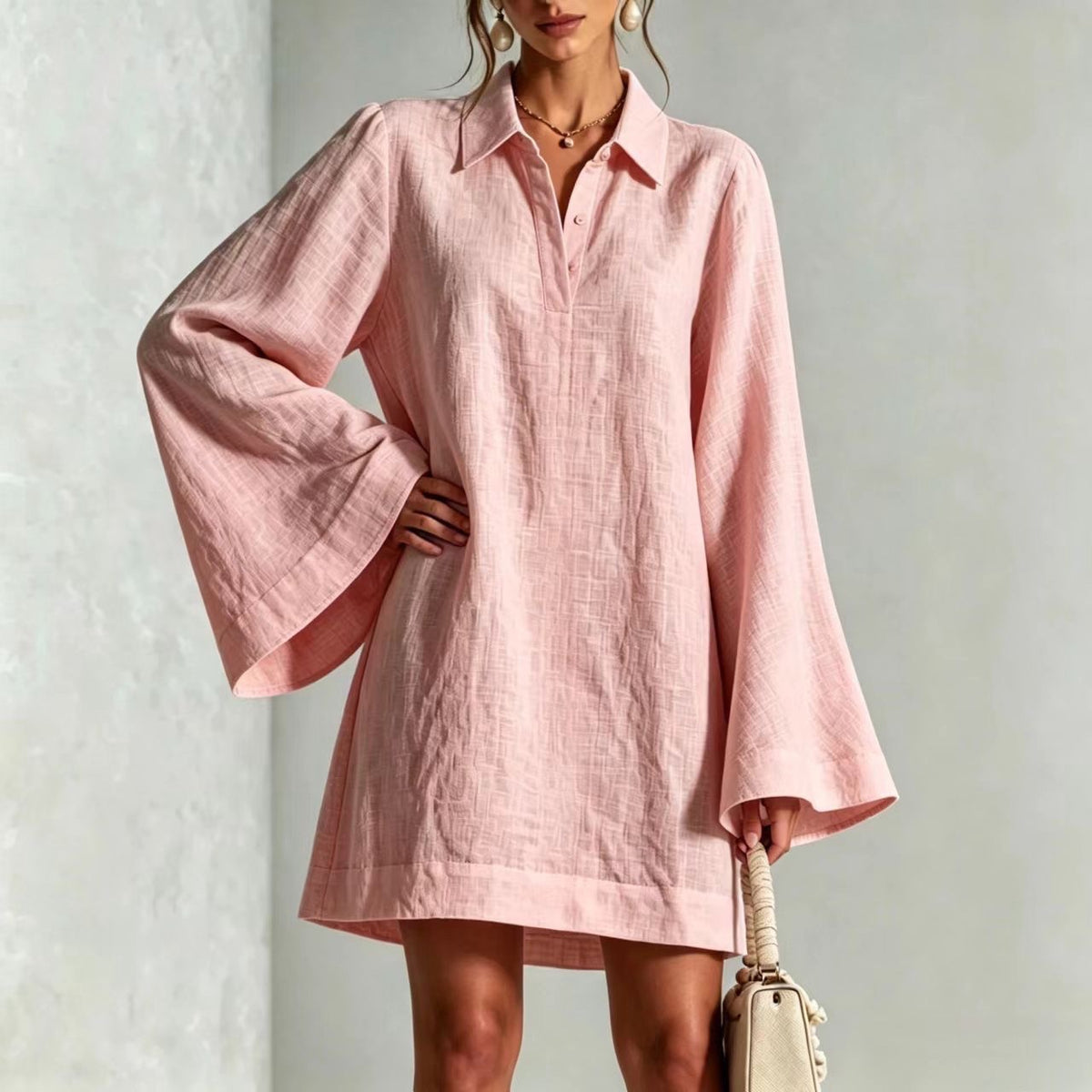 Autumn New Arrival Elegant Slimming Dress With A Lapel Collar For Women
