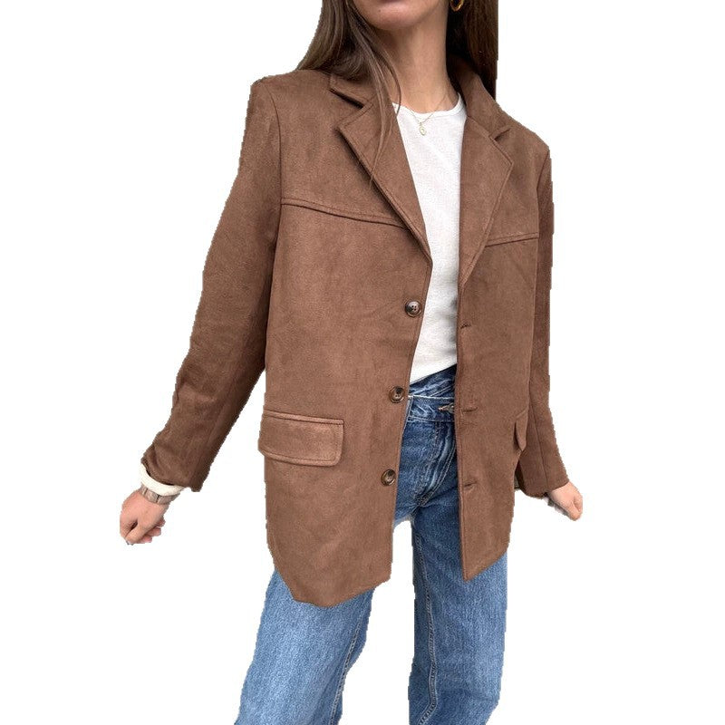 Vintage Brown Suede Jacket For Women