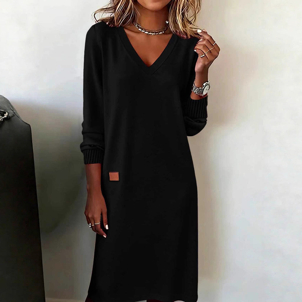 Women's European And American Cross-Border New Spring & Fall Women's V Neck Long Dress Slim Hip Skirt Women's Dress