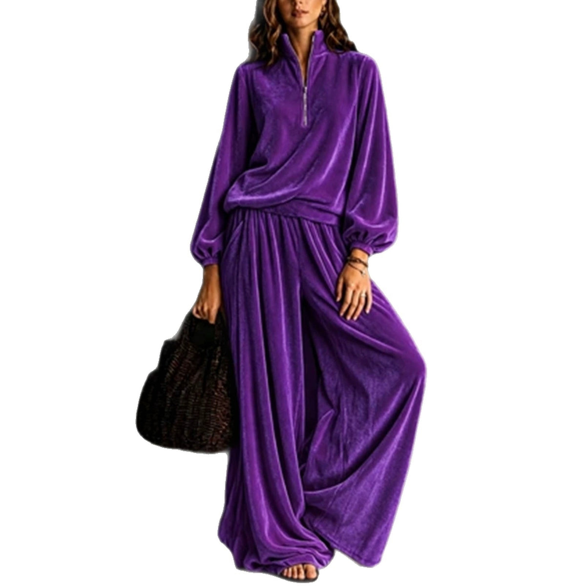 Women's Anno New Autumn Winter Women Velvet Fashion Casual Loose Zipper Long Sleeve Tracksuit