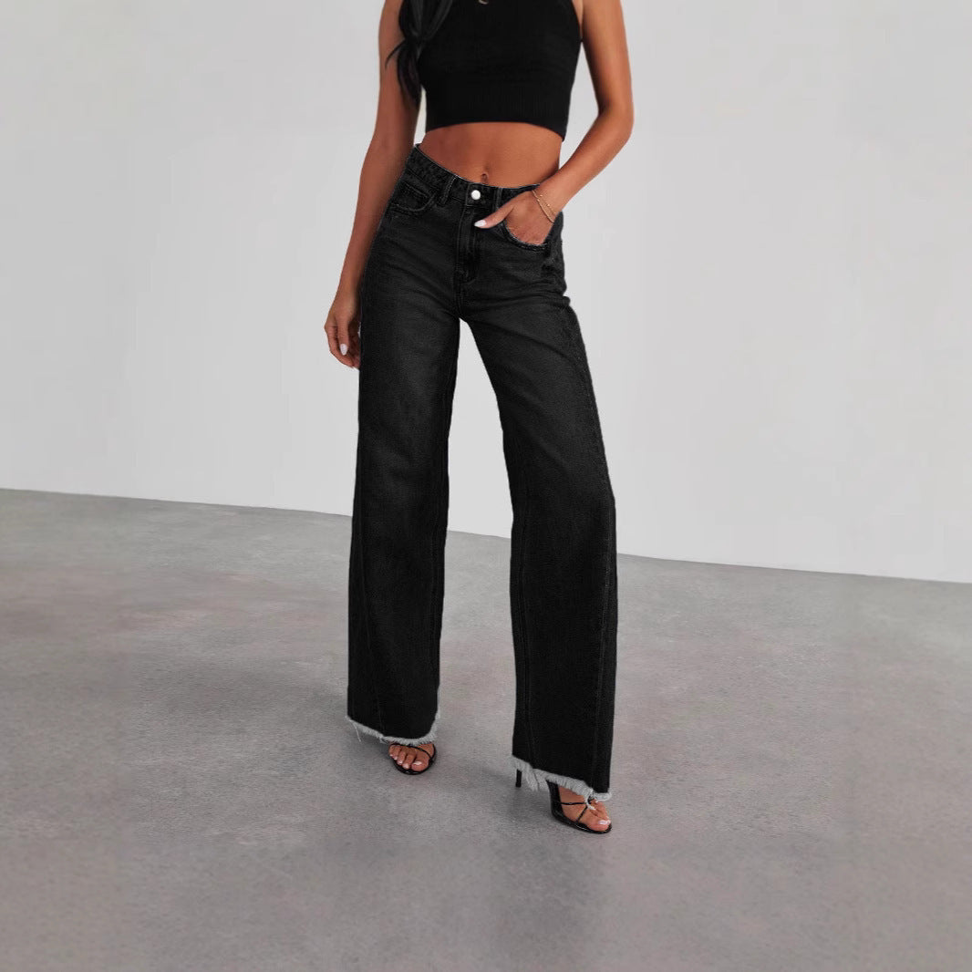 New Jeans For Women, Washed Loose Casual Straight-Leg Wide-Leg Floor-Length Pants For Women