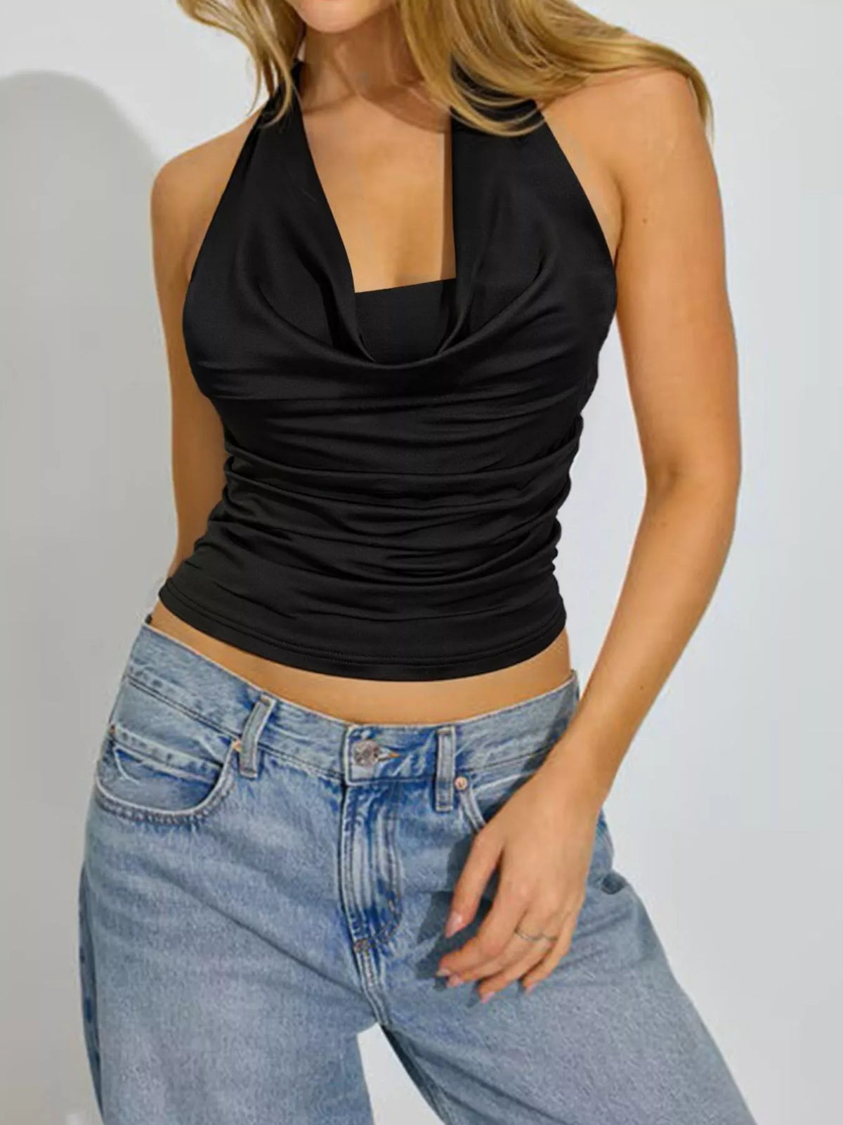 Women's Halter Neck Ruched Cami