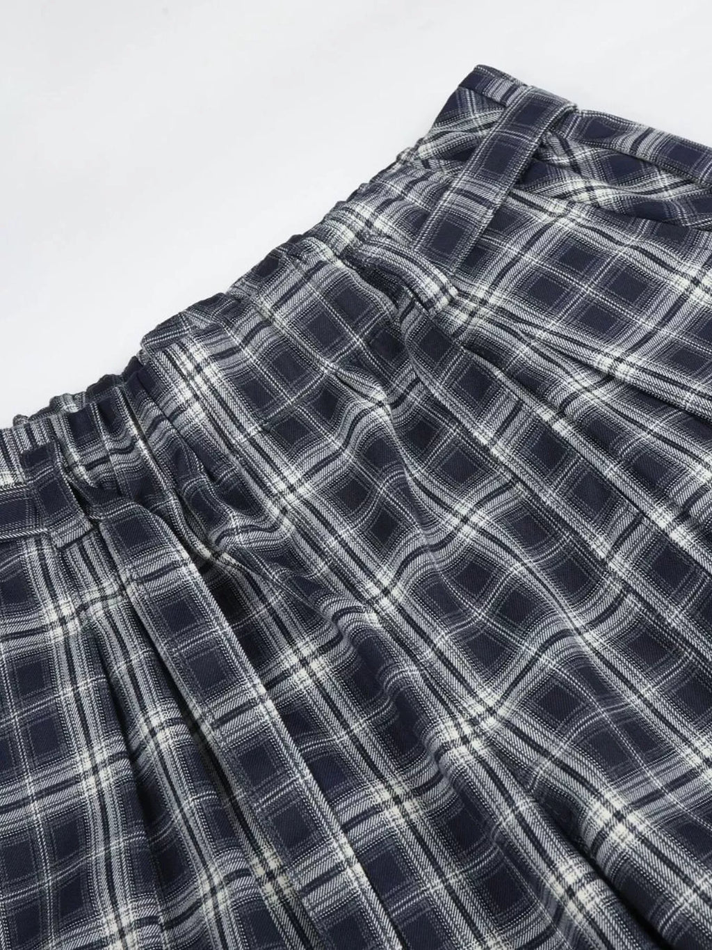 Men's Blue Men's Plaid Wide-Leg Pants - Blue