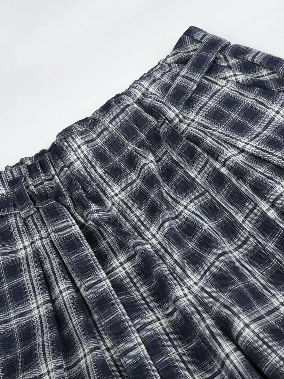 Men's Blue Men's Plaid Wide-Leg Pants - Blue