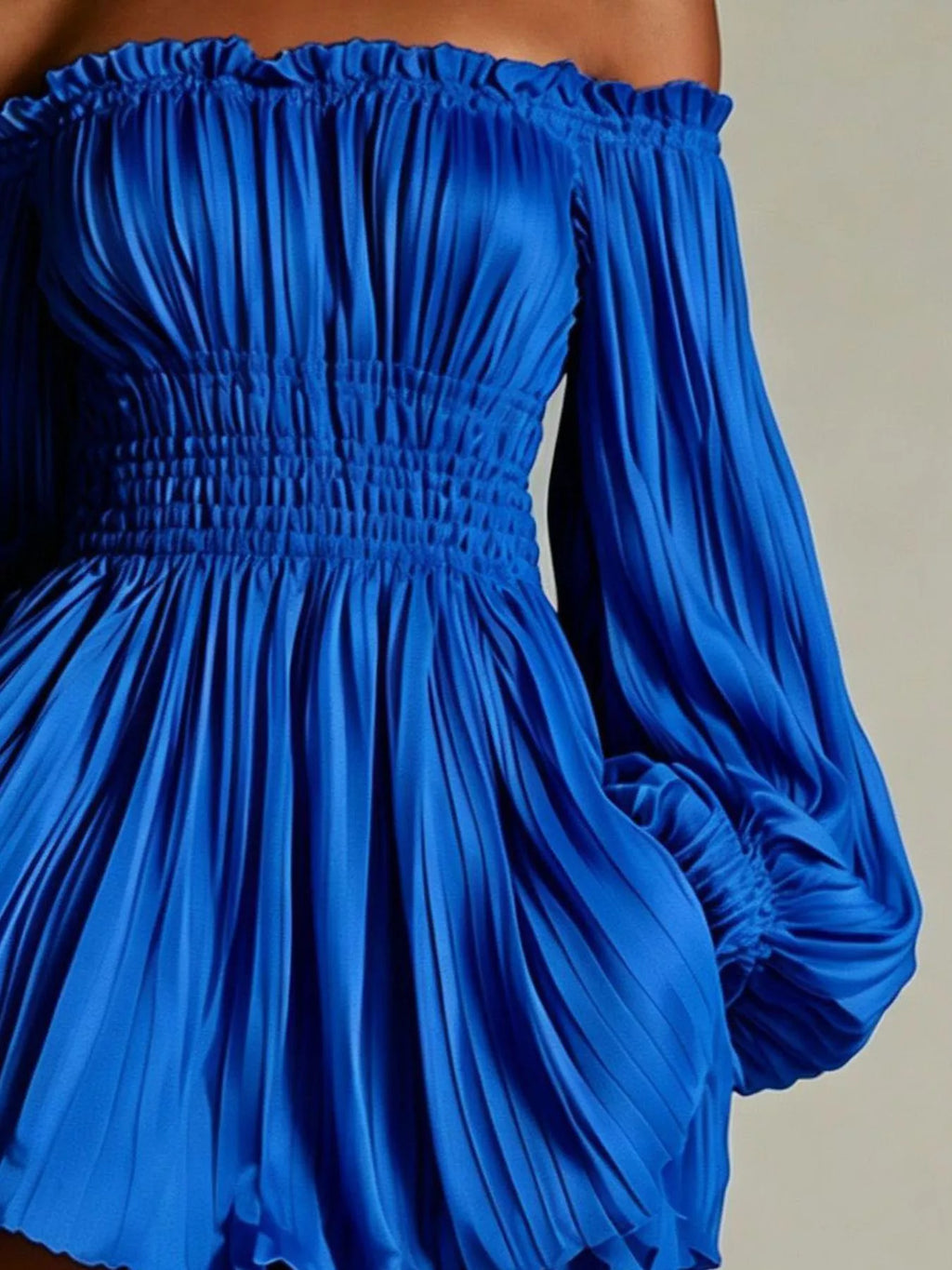 Women's Off-Shoulder Pleated Mini Dress