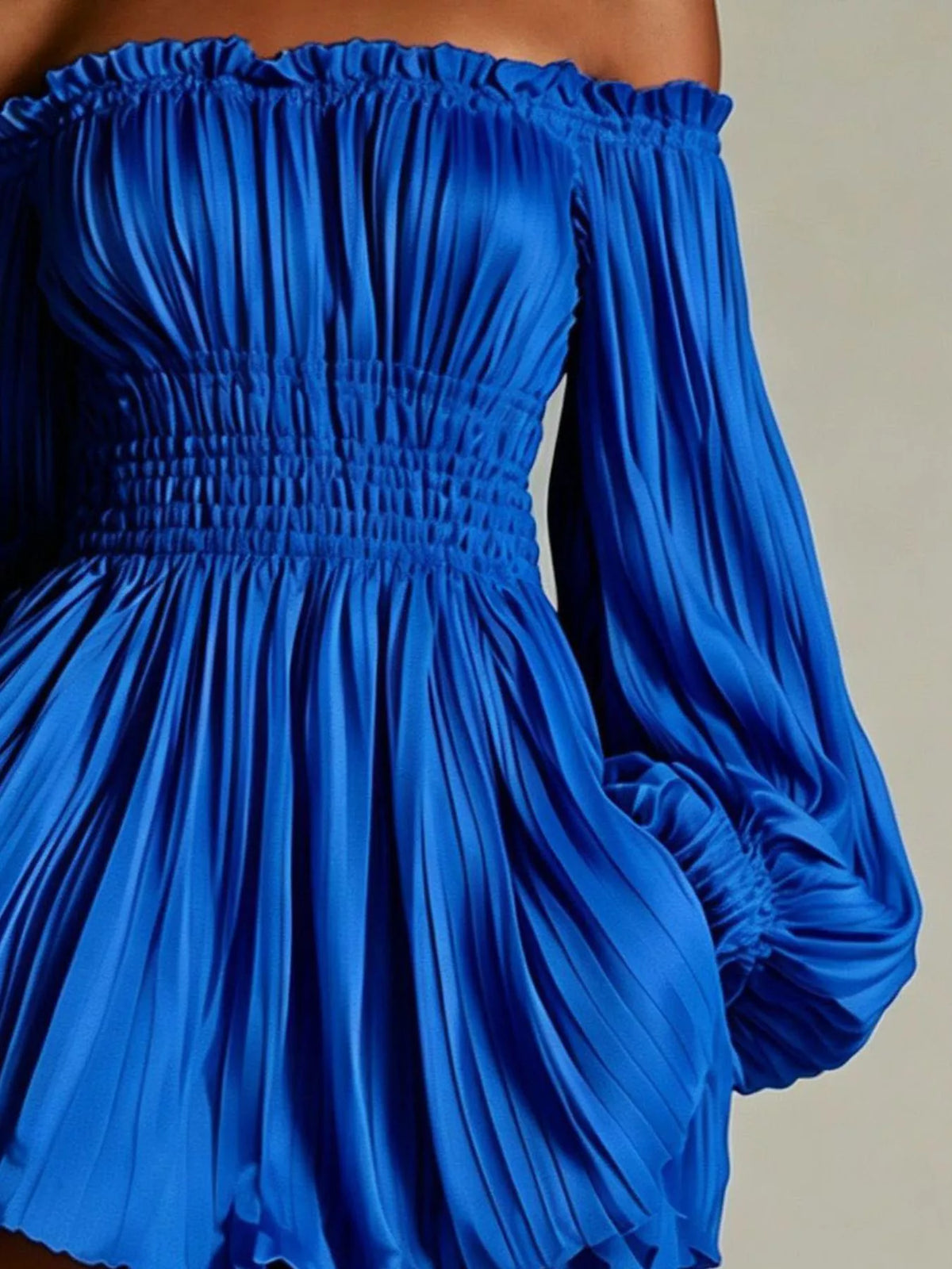 Women's Off-Shoulder Pleated Mini Dress