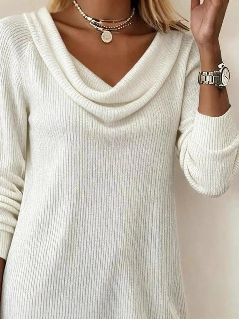 Women's European Cross-Border Amazon Independent Station New Autumn And Winter Women's Long-Sleeved Pile Collar Comfortable Casual Slim Dress