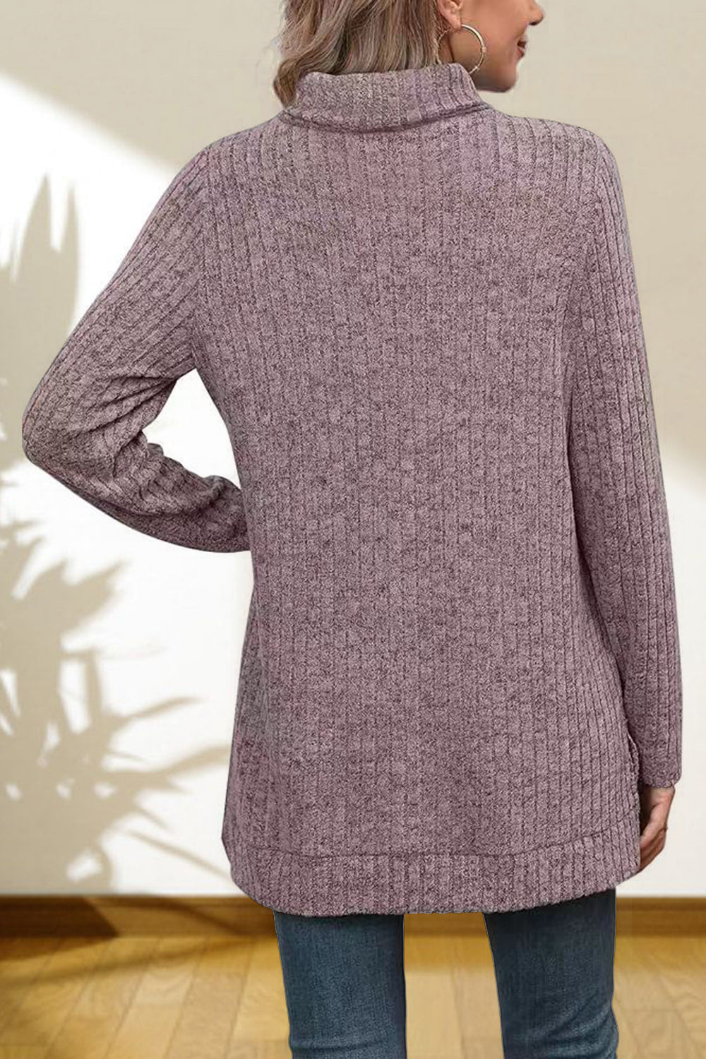 Women's Turtleneck High Low Top