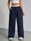 Export New High-Waist Draped Stripesd Suit Pants For Women Work Clothing Versatile Straight Fashion Casual Pants