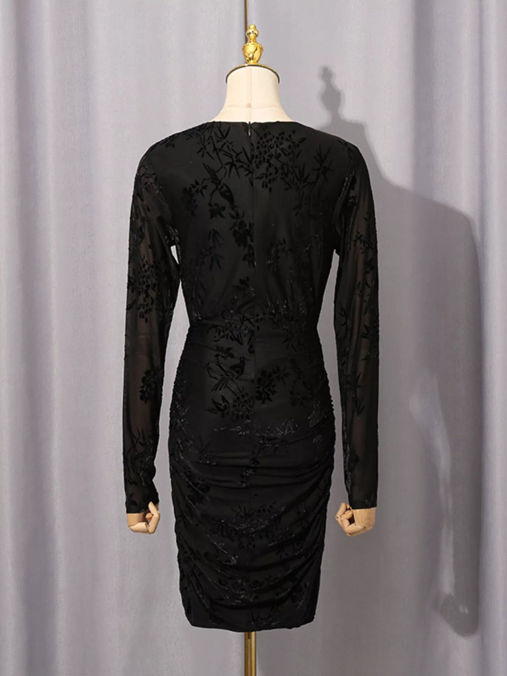 Women's Ruched Long Sleeve Mini Dress