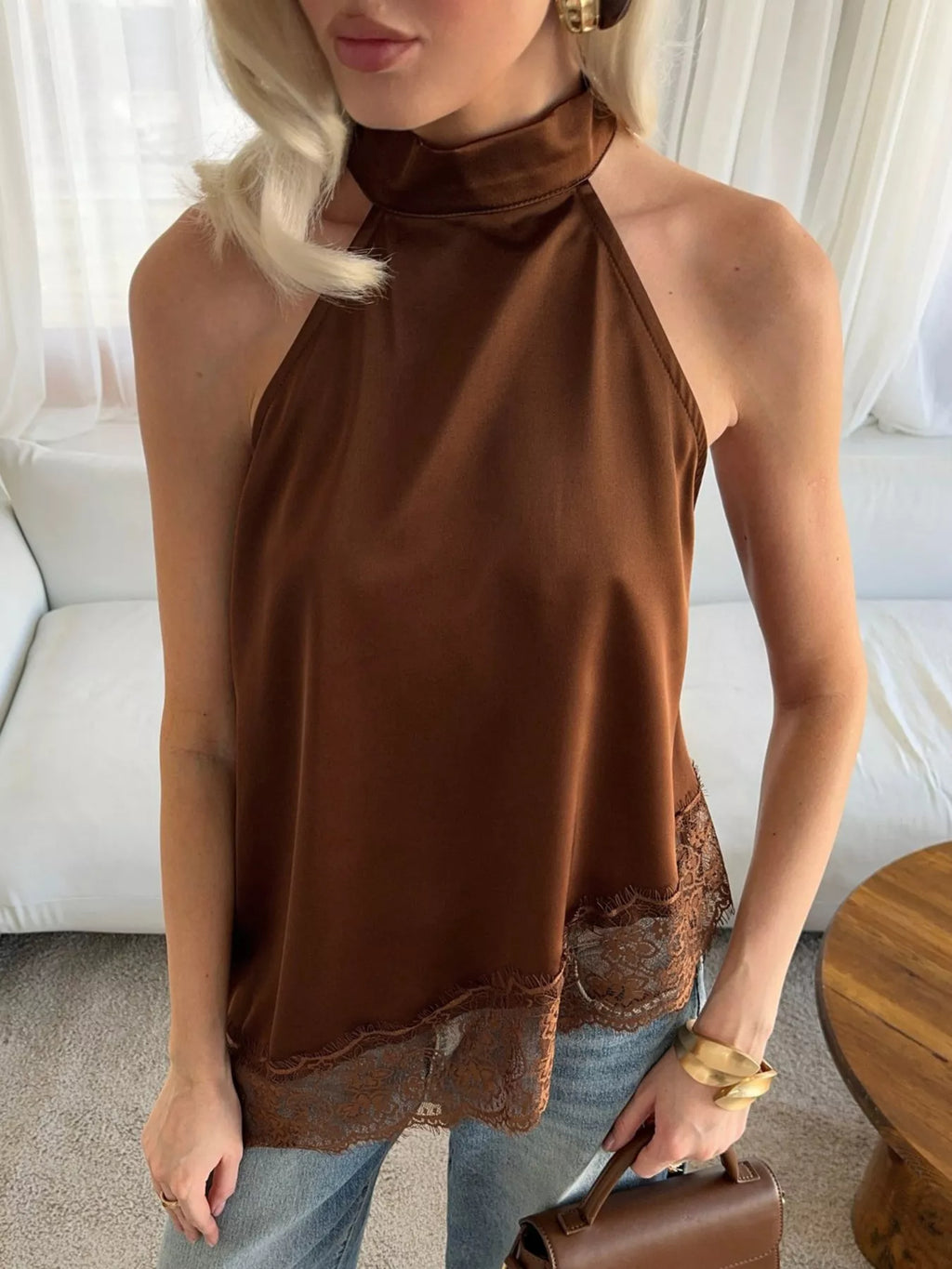 Asymmetric Lace Hem Cami