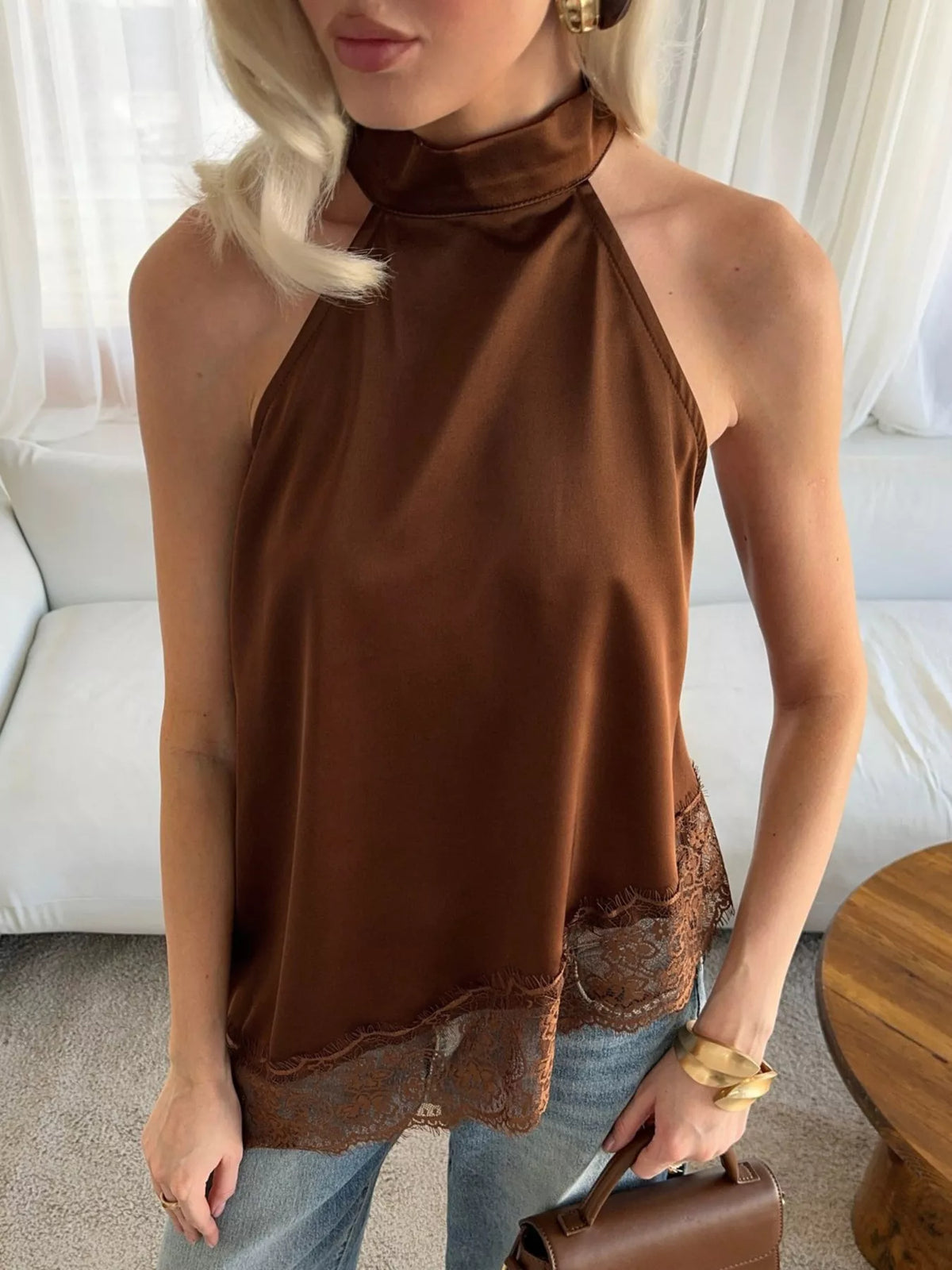 Asymmetric Lace Hem Cami