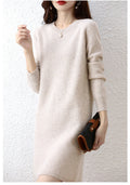 Mid-length Loose-fitting Figure-flattering Sweater Dress For Layering