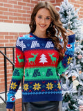 Women's Navy Christmas Round Neck Sweater - Navy
