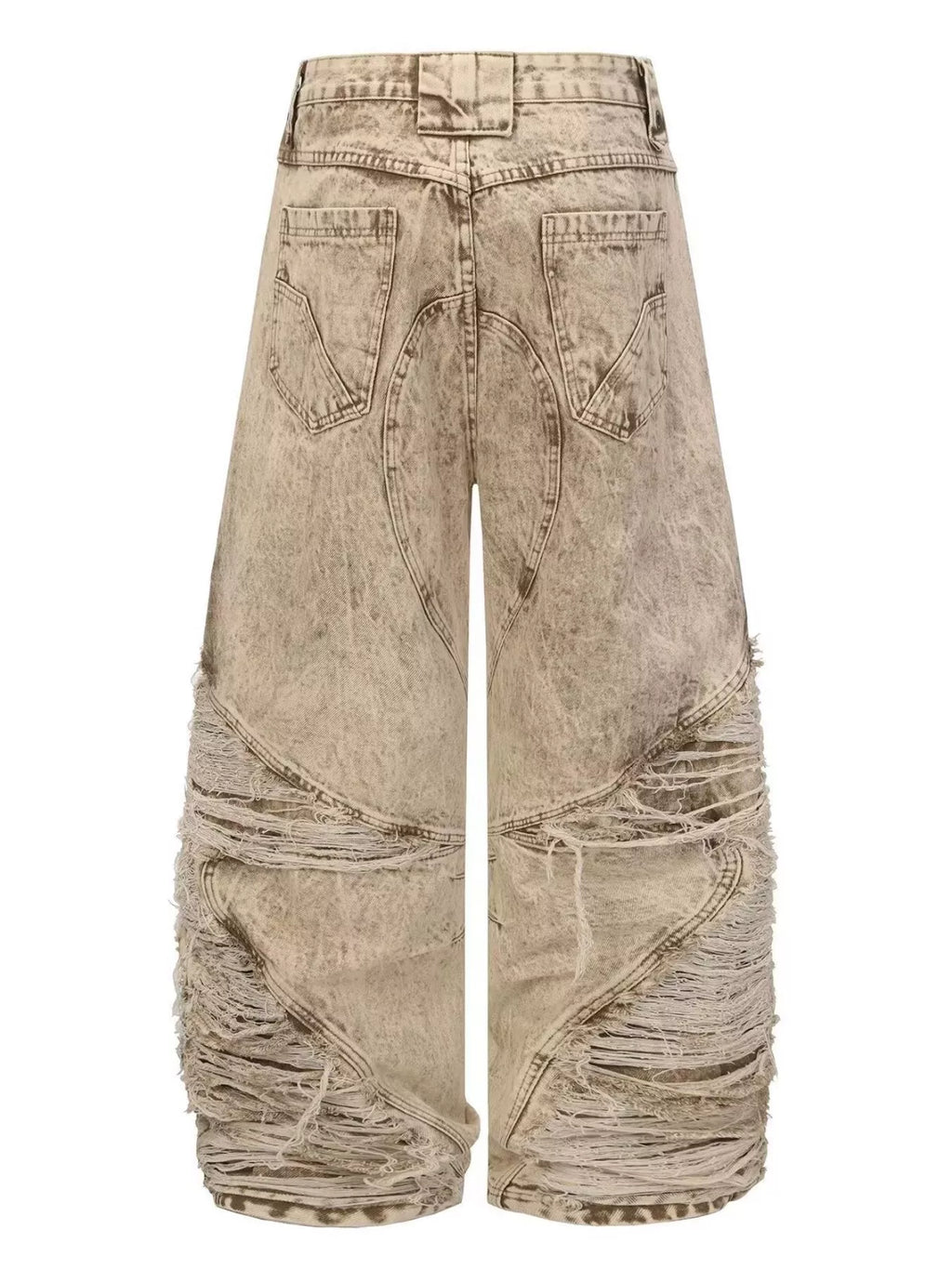 Men's Khaki Men's Distressed Wash Wide-Leg Jeans, Plus Size - Khaki