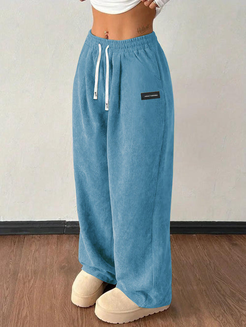 Autumn And Winter New Loose Drawstring Solid Color Pocket Casual Versatile Women's Pants