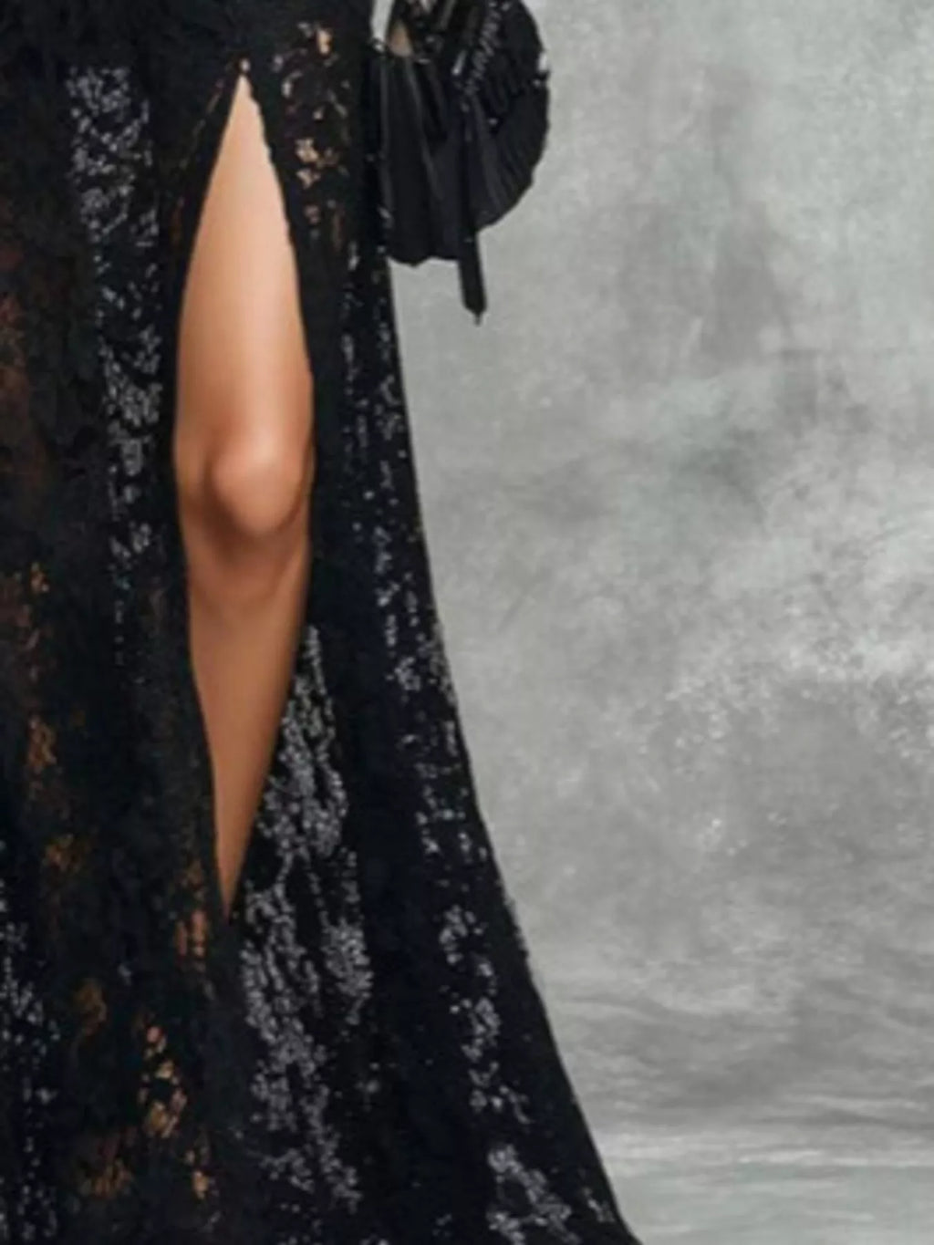 Women's Black Slit Lace Sleeveless Maxi Dress - Black