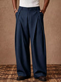 Men's High-Waisted Wide-Leg Pleated Dress Pants