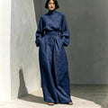 Women's AutumnWinter Cotton-Linen Bell-Sleeve Wide-Leg Pants Casual Set