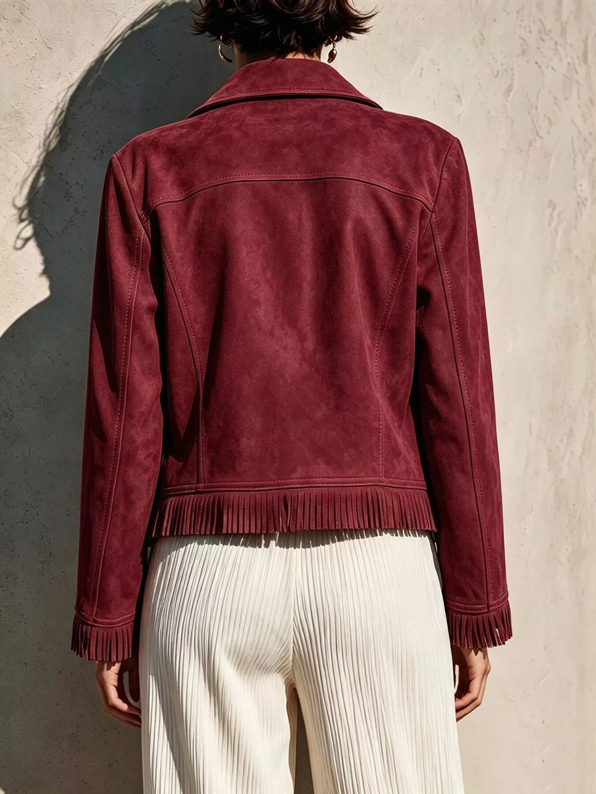 Women's Fringe Hem Zip Up Jacket