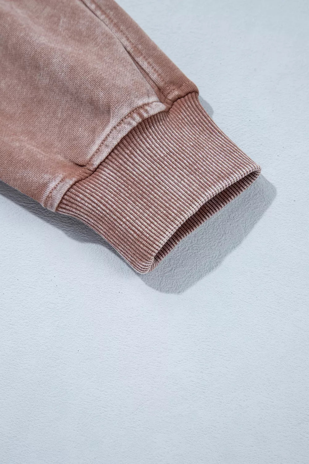 Women's Taupe Vintage Half-Zip Long Sleeve Ribbed Cuffs Hem Shift Silhouette Sweatshirt - Taupe