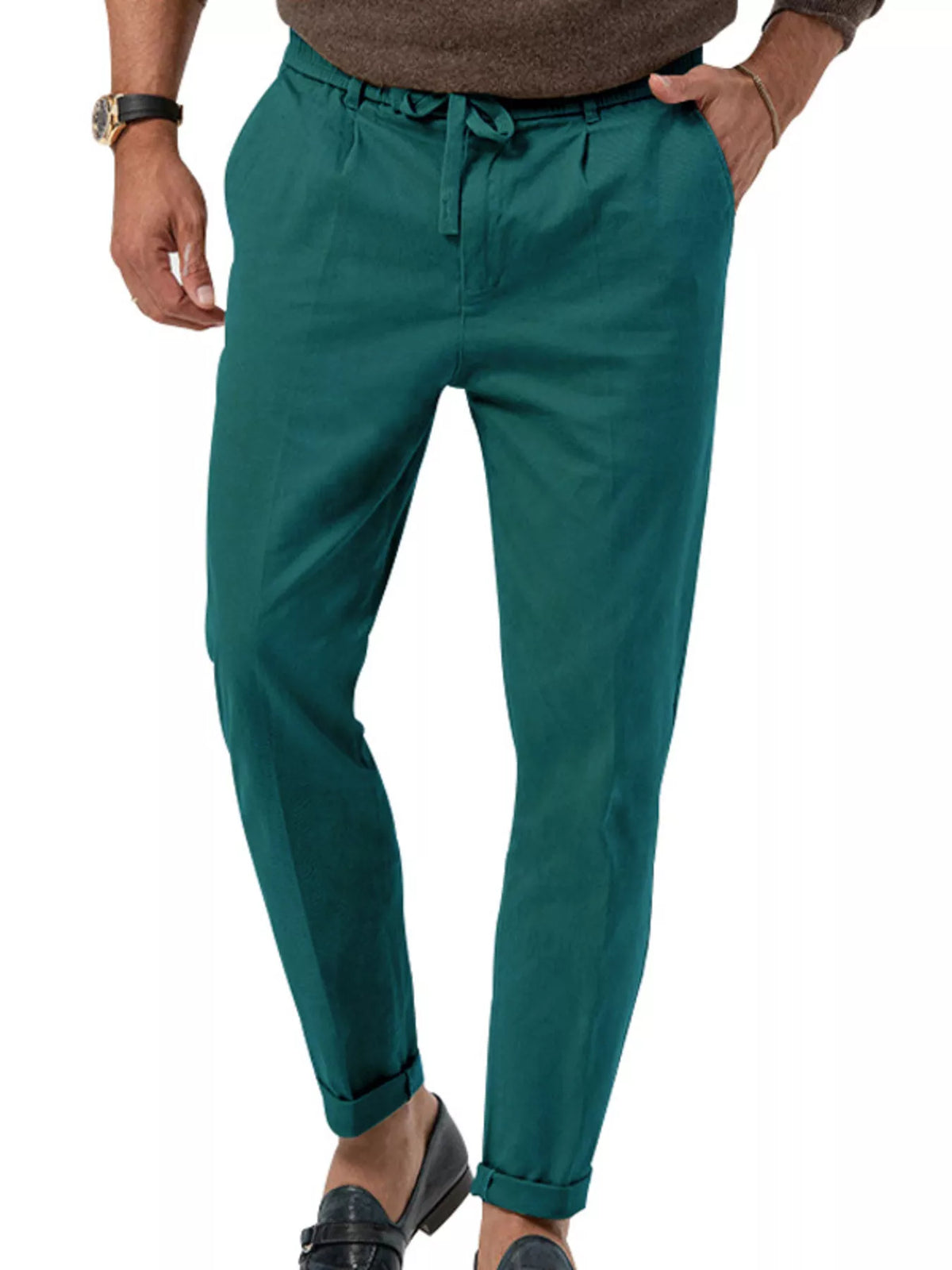 Men's Casual Drawstring Pants, Plus Size - Deep Teal