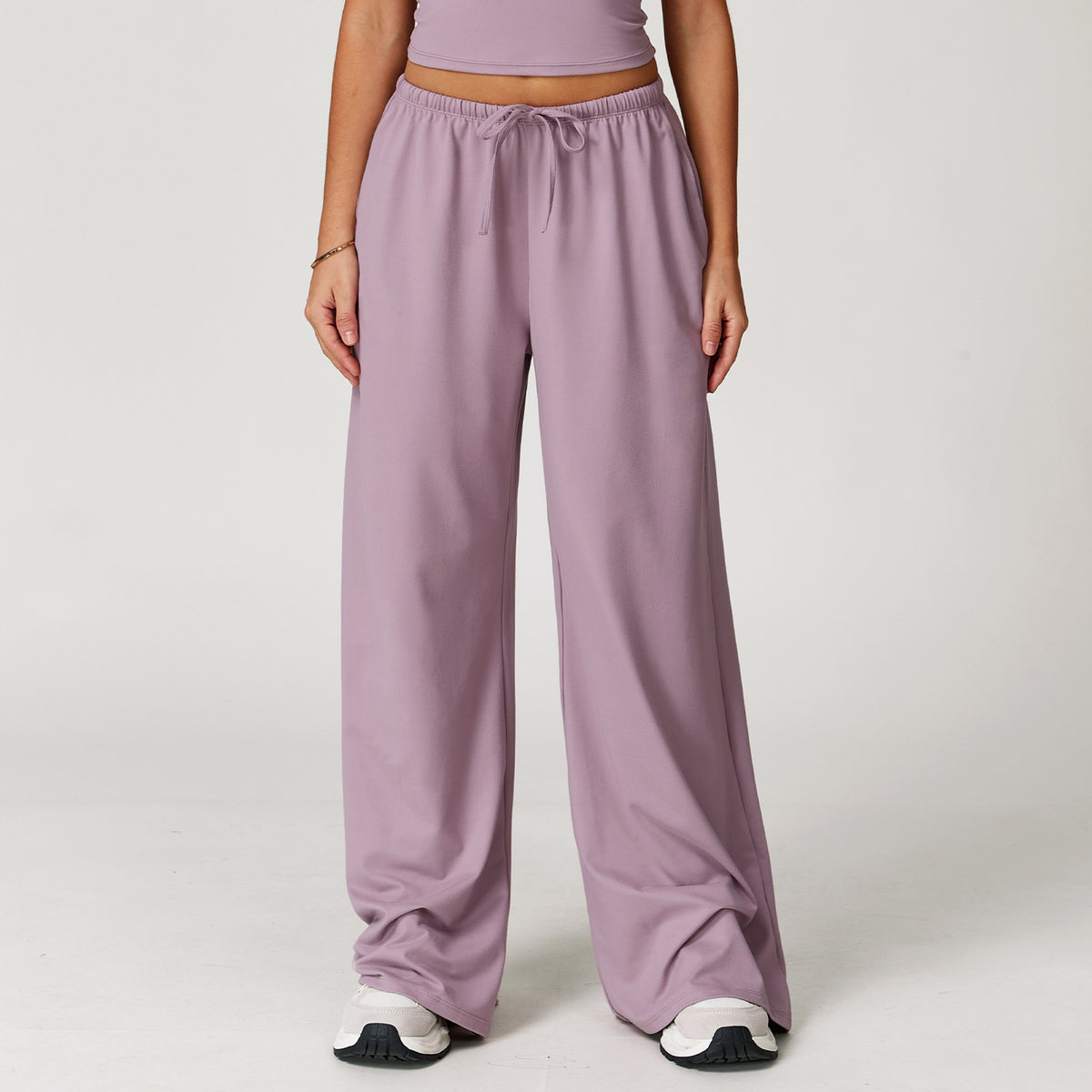 Women's Cross-border Sanding Pants Dipped Wide-leg Loose Casual Pants Women's Sports Fitness Elapsed Drawstring Pants 3058 - Aromatherapy purple