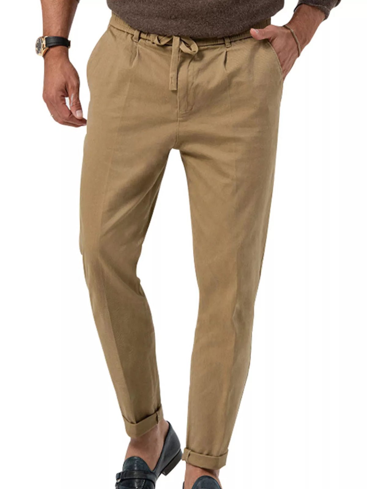 Men's Casual Drawstring Pants, Plus Size - Caramel