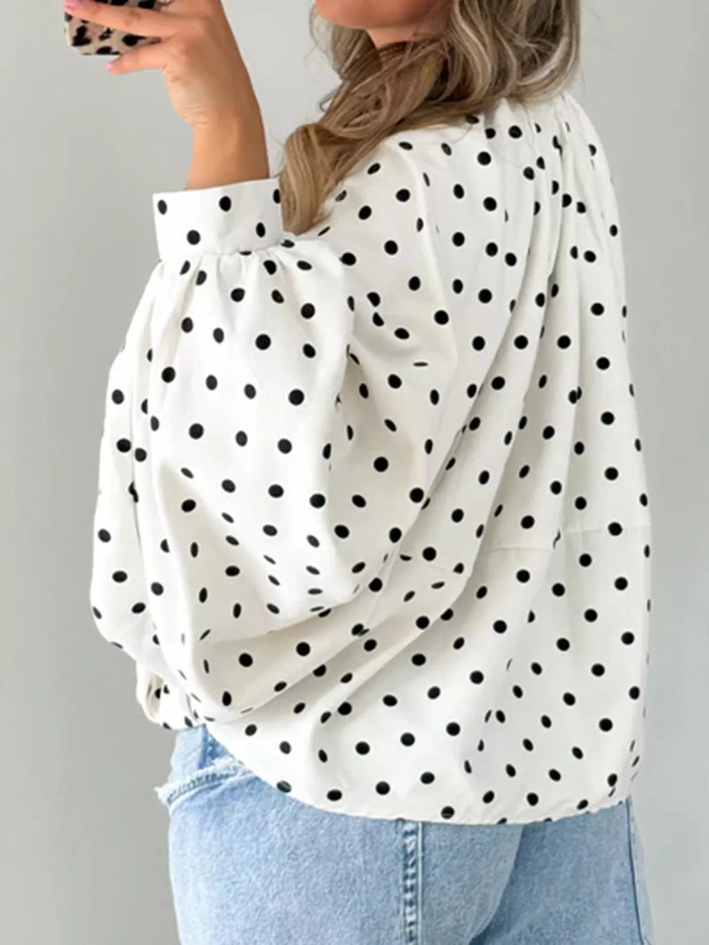 Women's White Polka Dot Zip-Up Jacket - White