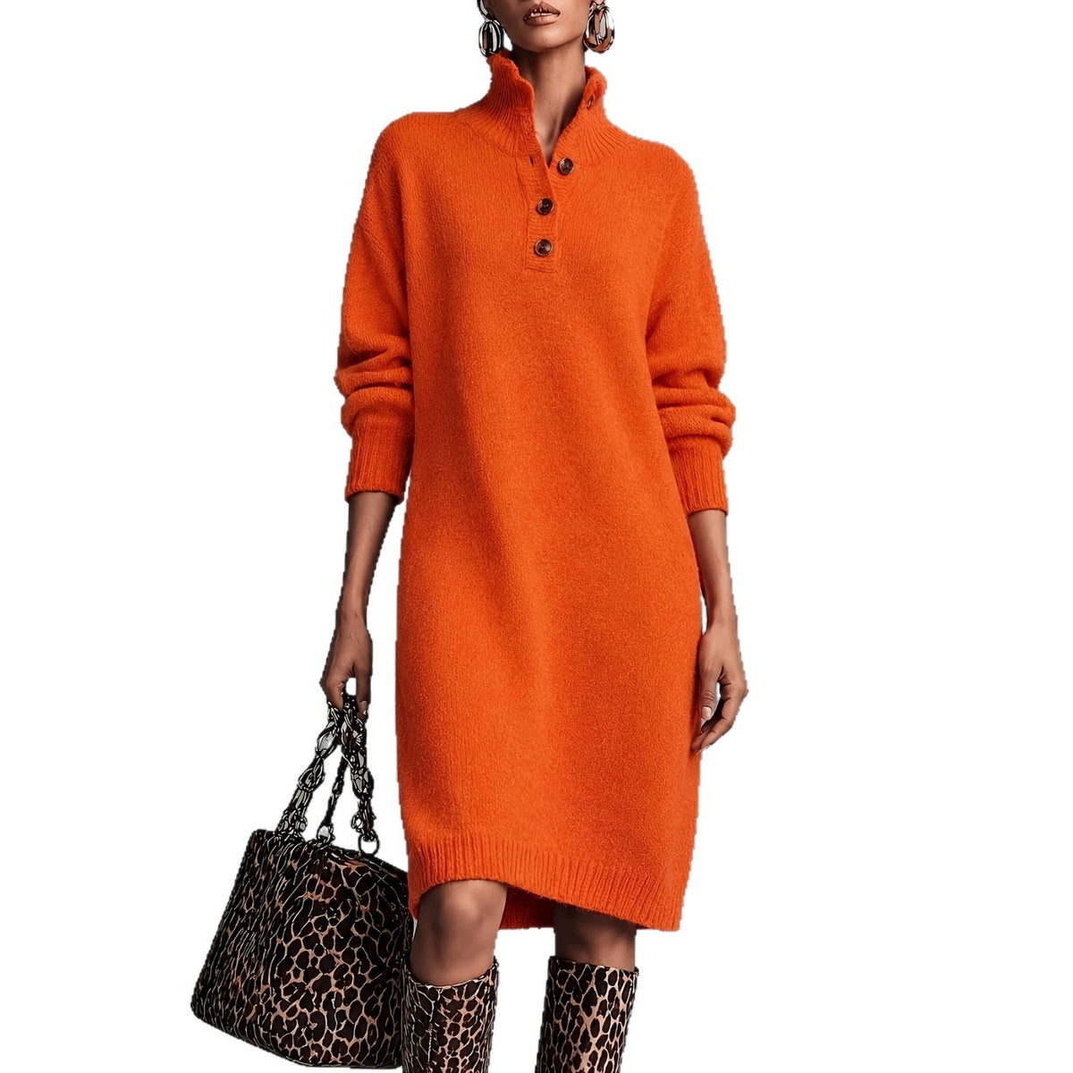 Women's Casual Turtleneck Knit Dress
