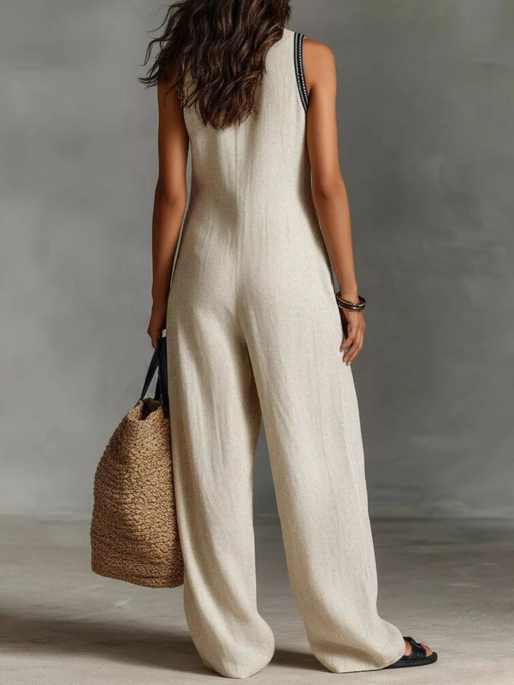 Women's Sleeveless Wide-Leg Jumpsuit, Plus Size