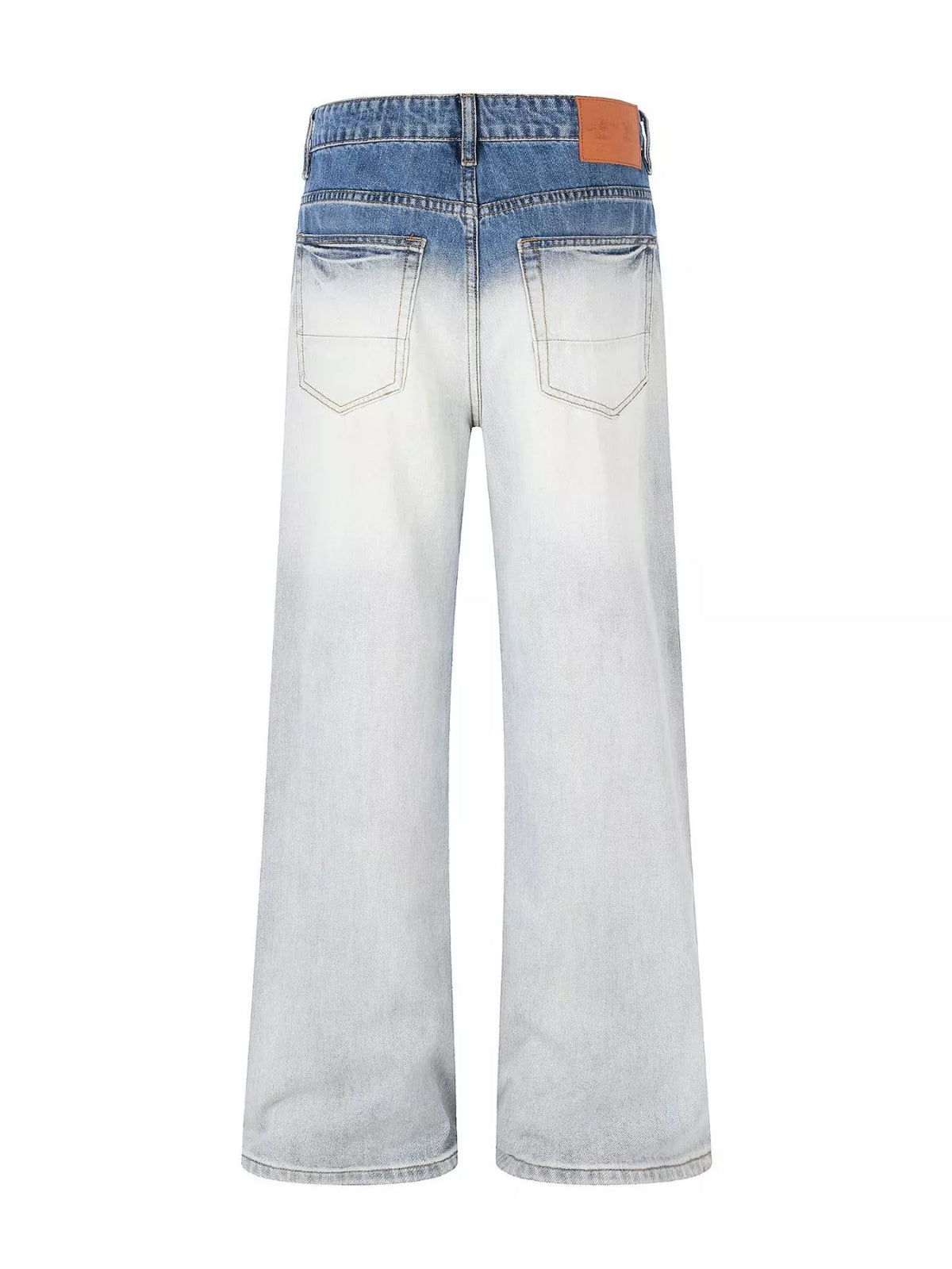 Men's Blue Men's Washed Wide-Leg Jeans, Plus Size - Blue