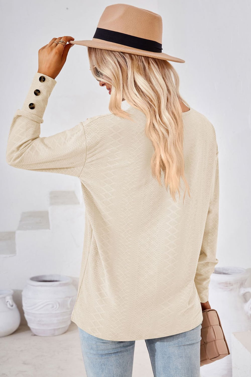 Women's V-Neck Long Sleeve Blouse