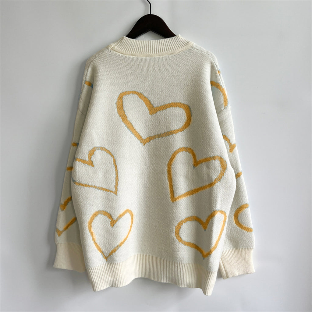 Women's Heart Pattern Long Sleeve Sweater