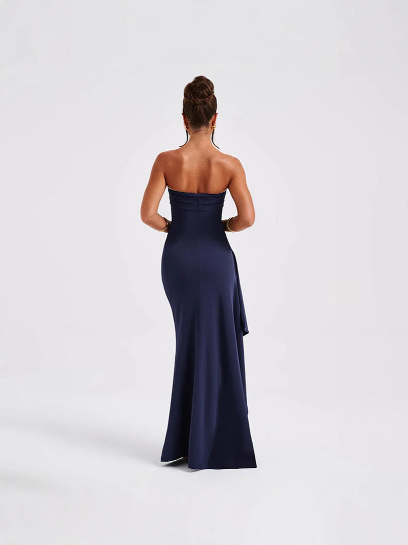 New Evening Dress Party Dress For Women With One-Shoulder Neckline, Strapless Dress, Sexy Backless High-Slit Long Dress