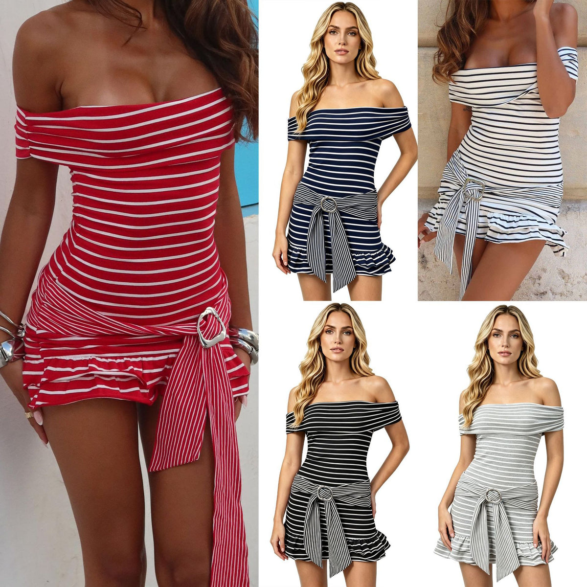 Women's Sexy And Versatile Striped Short Dress