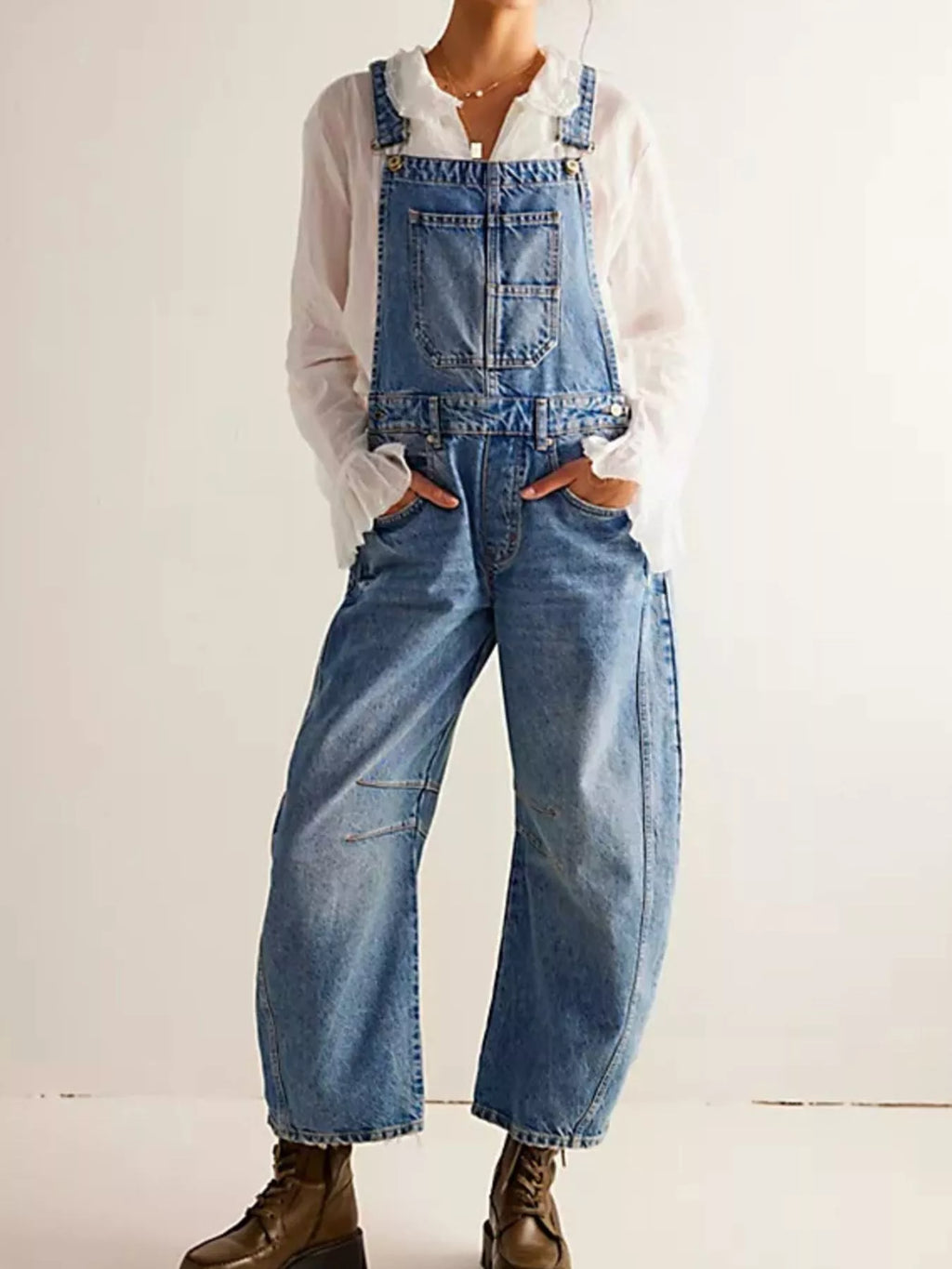 Women's Wide Strap Wide Leg Denim Overalls