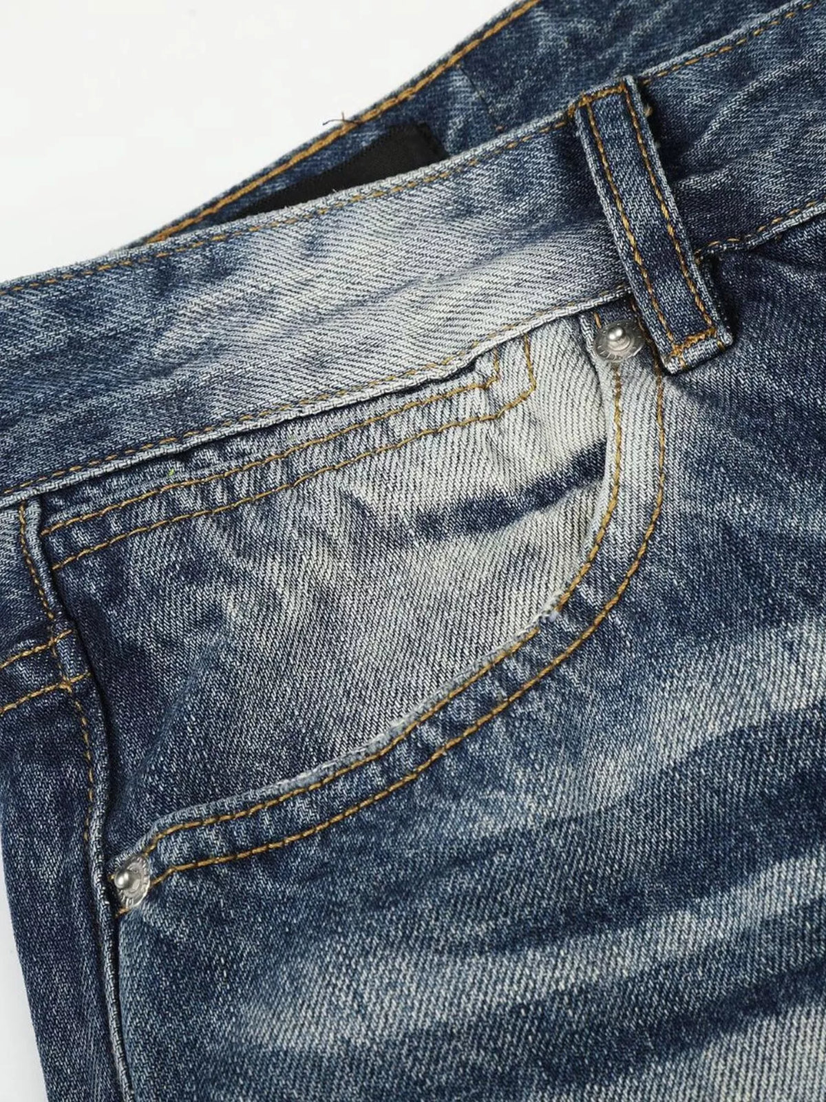 Men's Blue Men's Studded Washed Bootcut Jeans - Blue