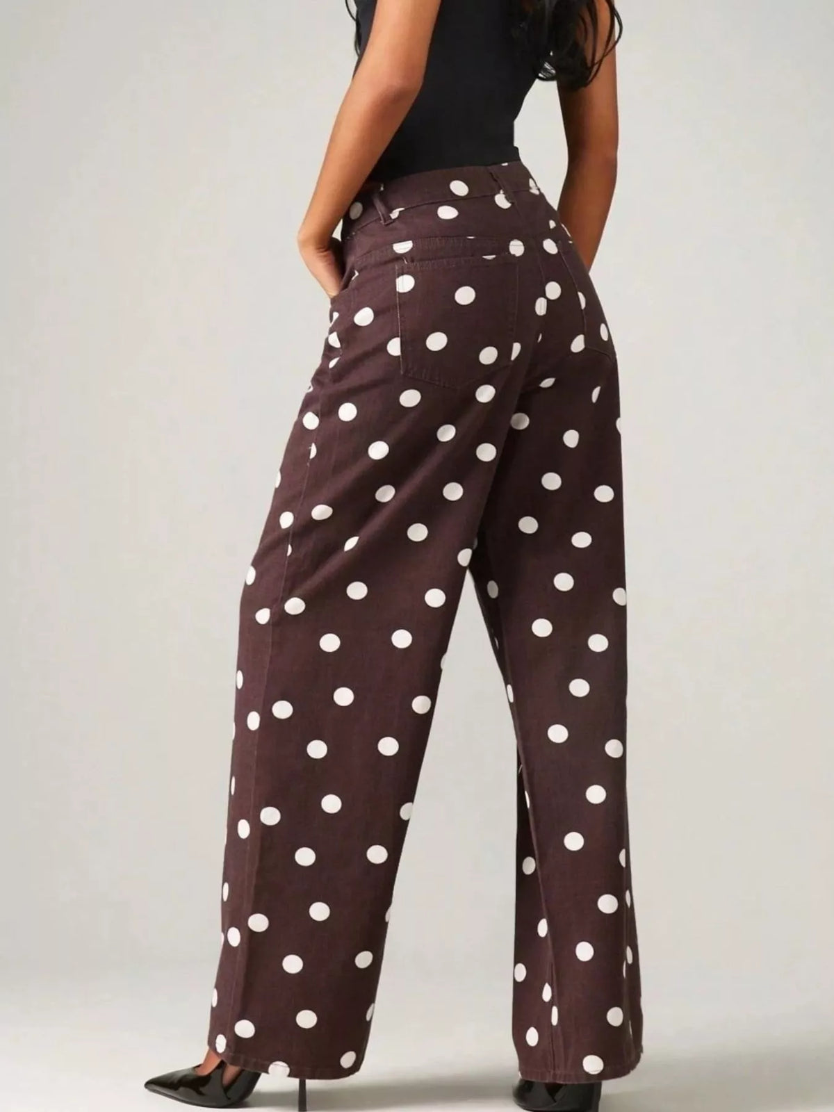 Women's Polka Dot Wide-Leg Jeans