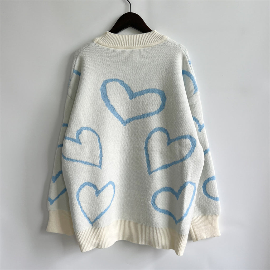 Women's Heart Pattern Long Sleeve Sweater