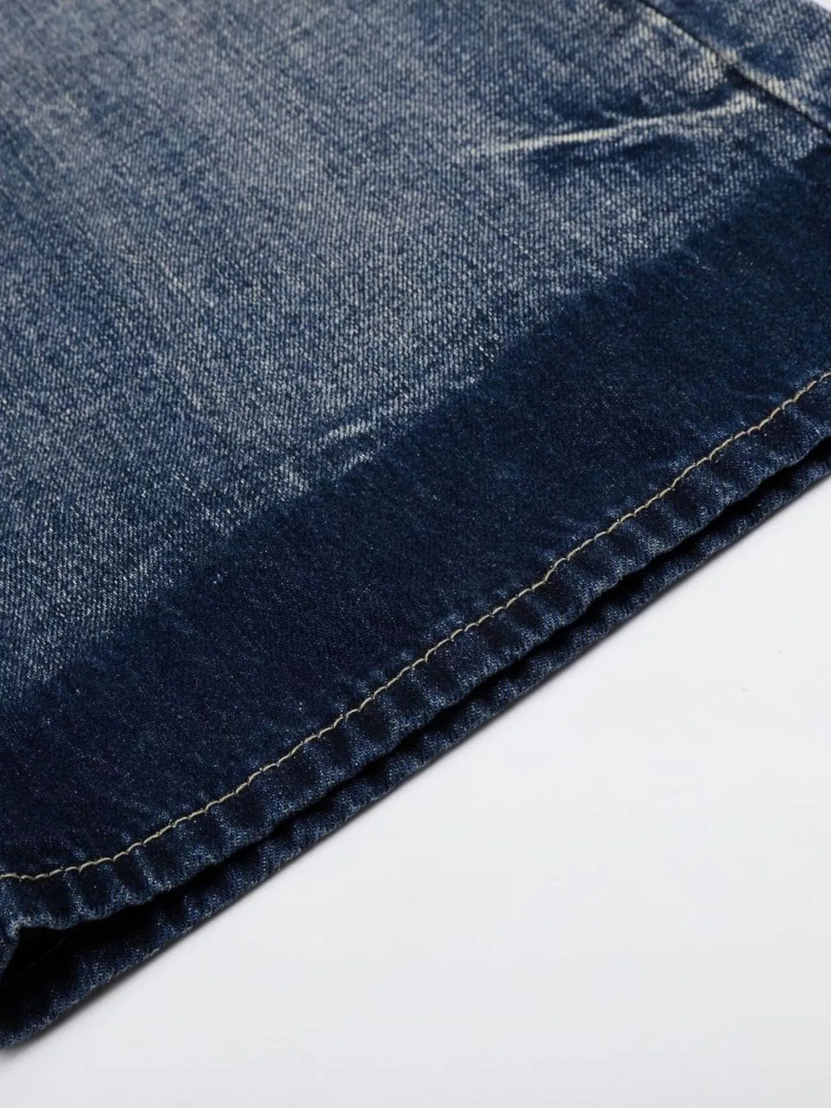 Men's Blue Men's Distressed Wide-Leg Bootcut Jeans, Plus Size - Blue