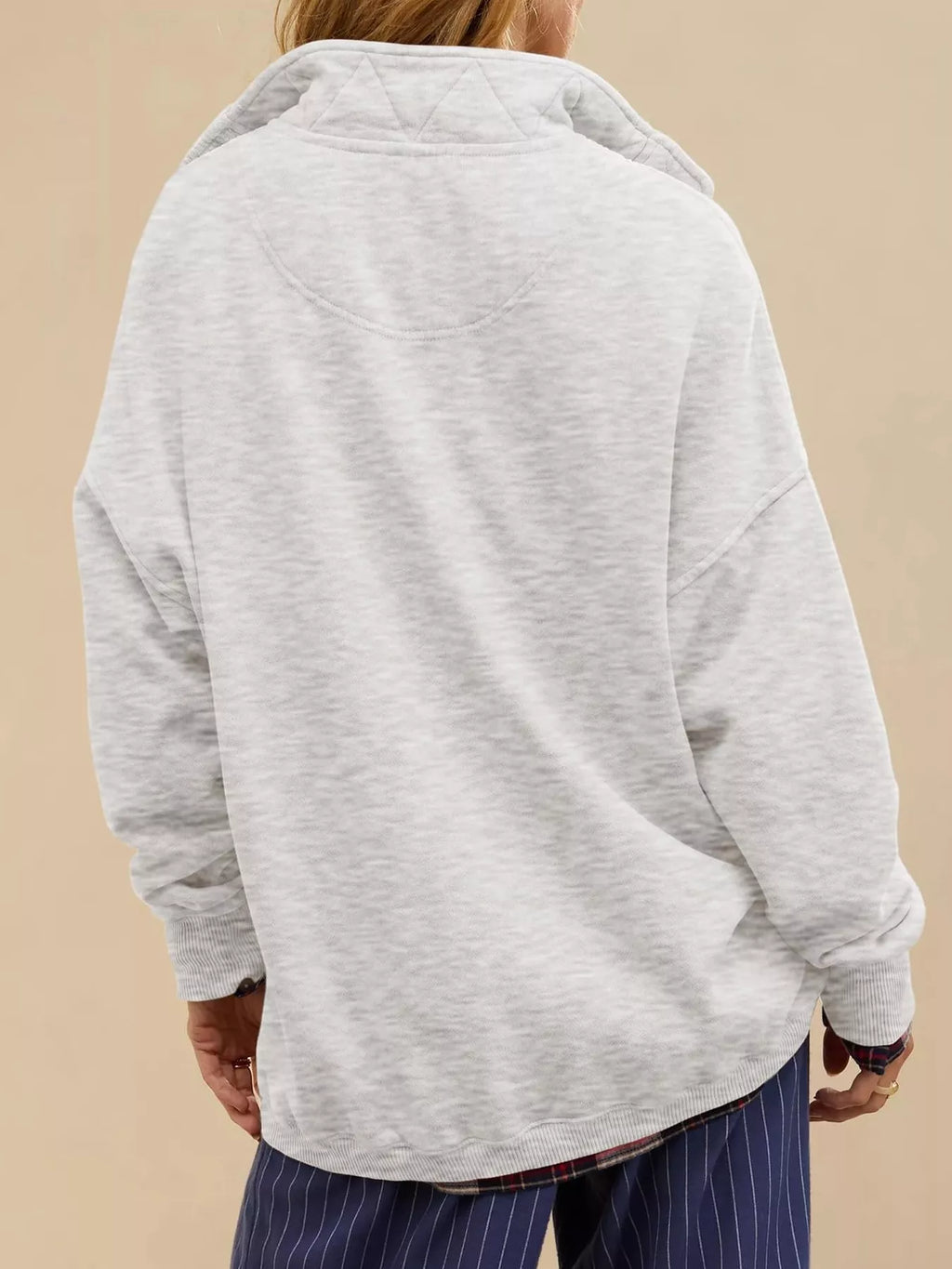 Women's Half Snap Dropped Shoulder Sweatshirt