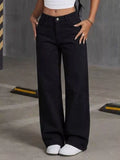Women's Black High-Waisted Wide-Leg Jeans - Black