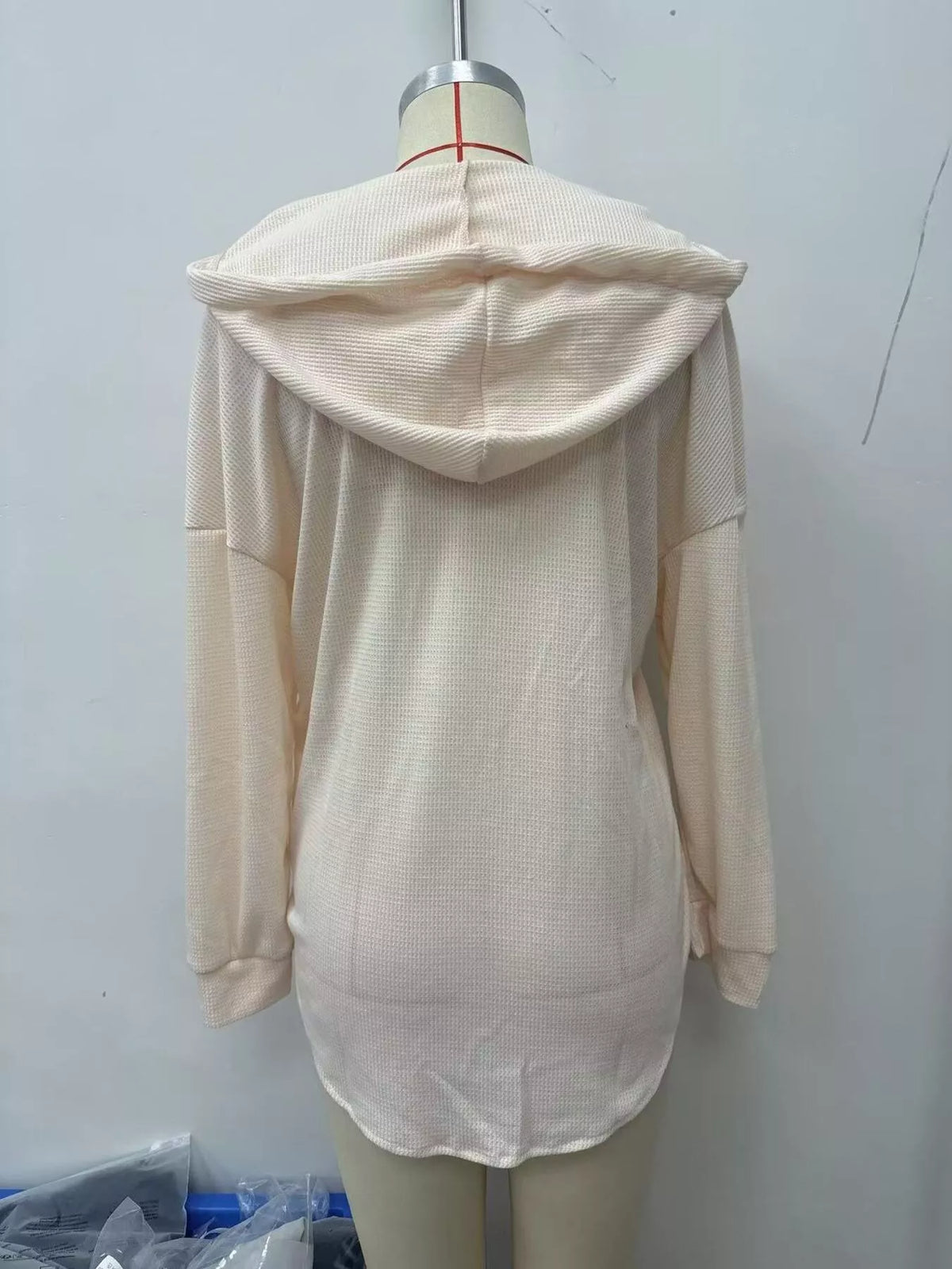 Women's Drawstring Waffle Knit Hoodie