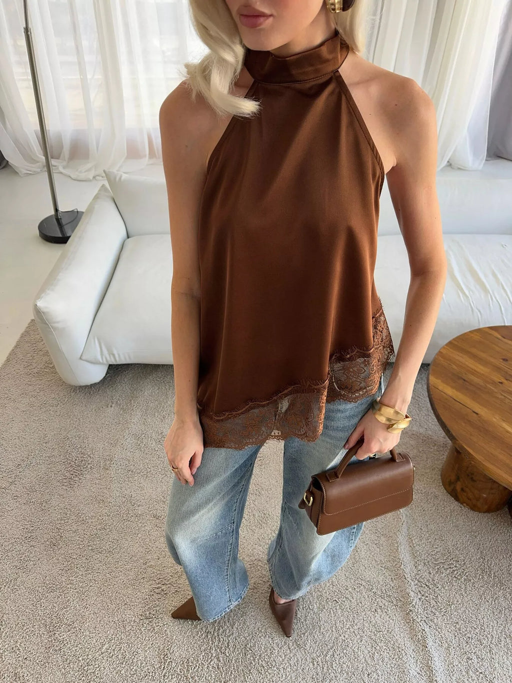 Asymmetric Lace Hem Cami