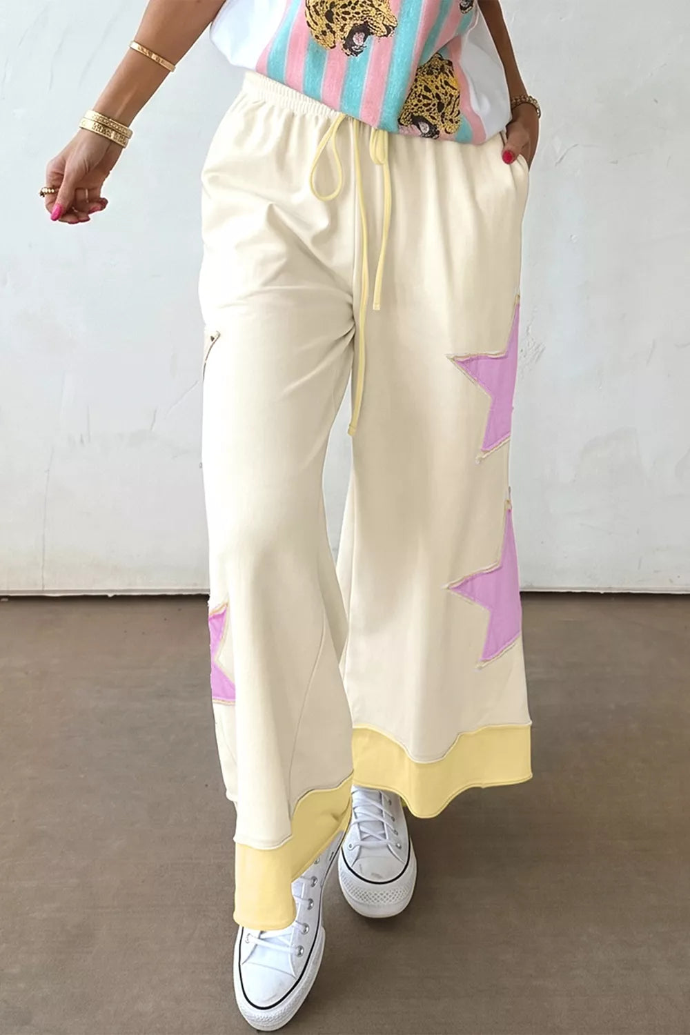 Star Patch Wide Leg Pants