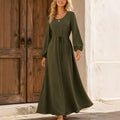 Solid-color Elegant French-style Long-sleeve Waist-cinching Dress