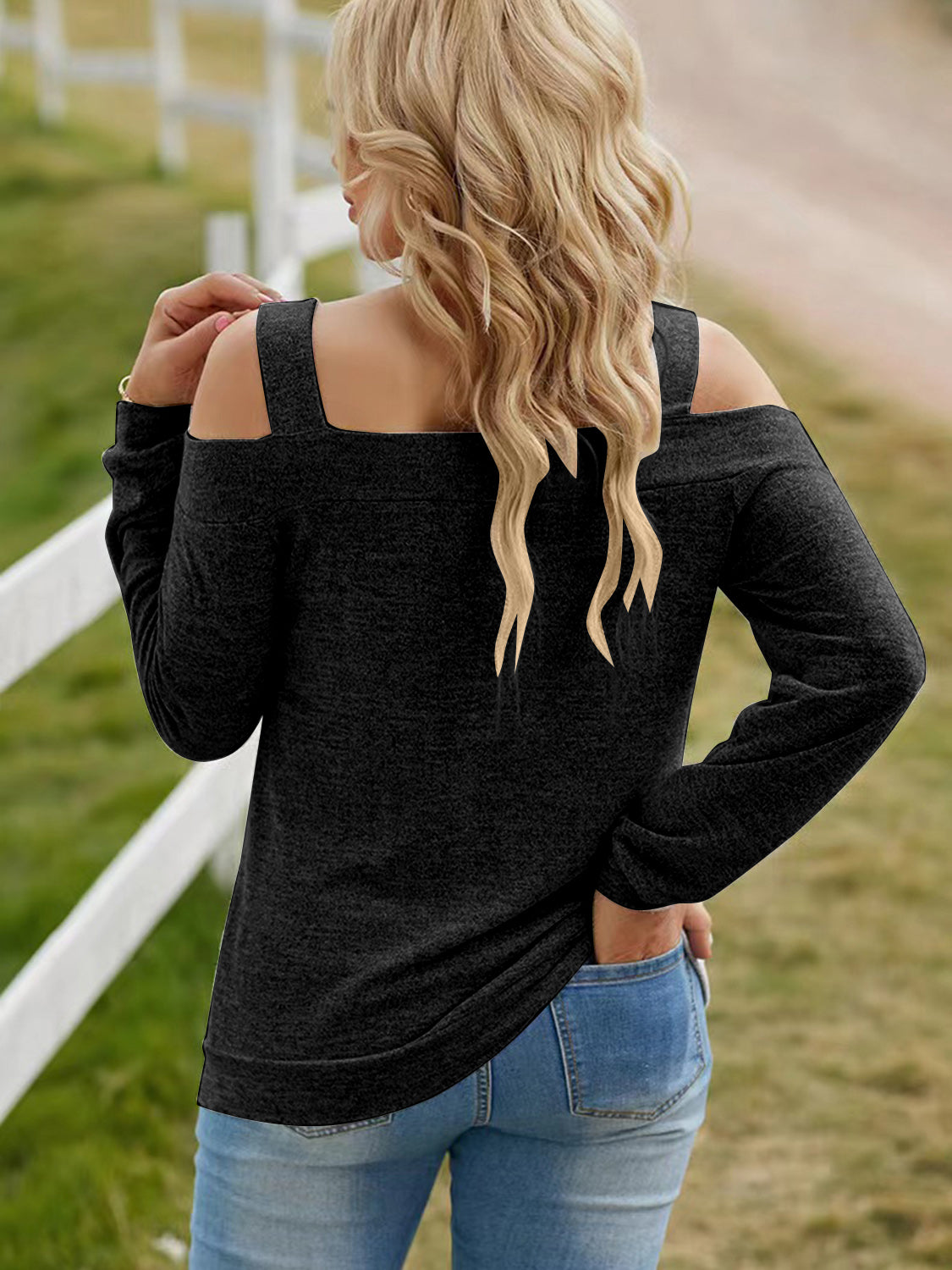 Women's Cutout Cold Shoulder Blouse